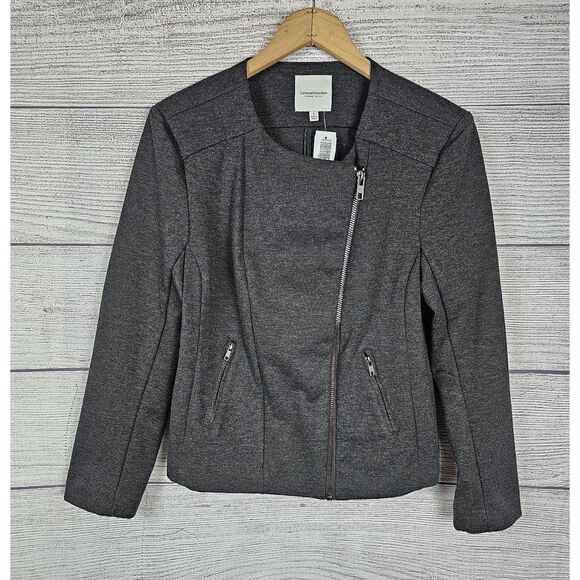 Catherine Malandrino Runway Style Moto Style Biker Jacket Grey Size Large - Picture 1 of 5